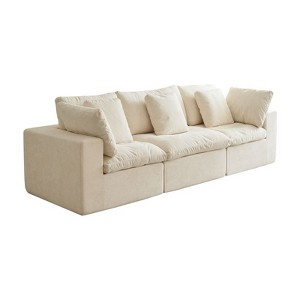 Swtroom Modular Sectional Sofa 120" Sectional Couches 3 Seater Throw Pillows Chenille Couch Beige - 1 of 4