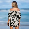 Women's Leaf Print Tropical Off-Shoulder Wide Leg Romper - Cupshe - 4 of 4