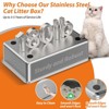 Stainless Steel Litter Box with Lid, 2 Pack XL Metal Cat Litter Box with Removable High Sided Enclosed, Foot Pedal & Scoop & Litter Mat for Big Cats - 4 of 4