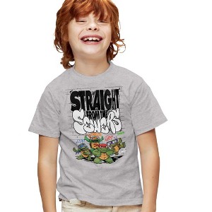 Teenage Mutant Ninja Turtles: Mutant Mayhem Straight From The Sewers Kids T Shirt For Youth, Athletic Heather - 1 of 4