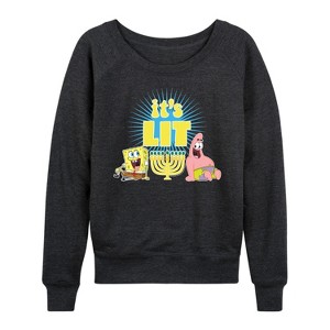 Women's - SpongeBob SquarePants - It's Lit Hanukkah Lightweight French Terry Slouchy - 1 of 4