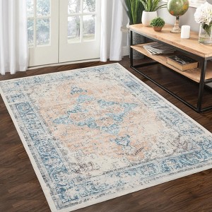 Vintage Washable Area Rug – Non‑Slip, Foldable, Ultra‑Soft Low Pile, Stain‑Resistant for Living Room, Bedroom, Playroom, Office, Kitchen - 1 of 4