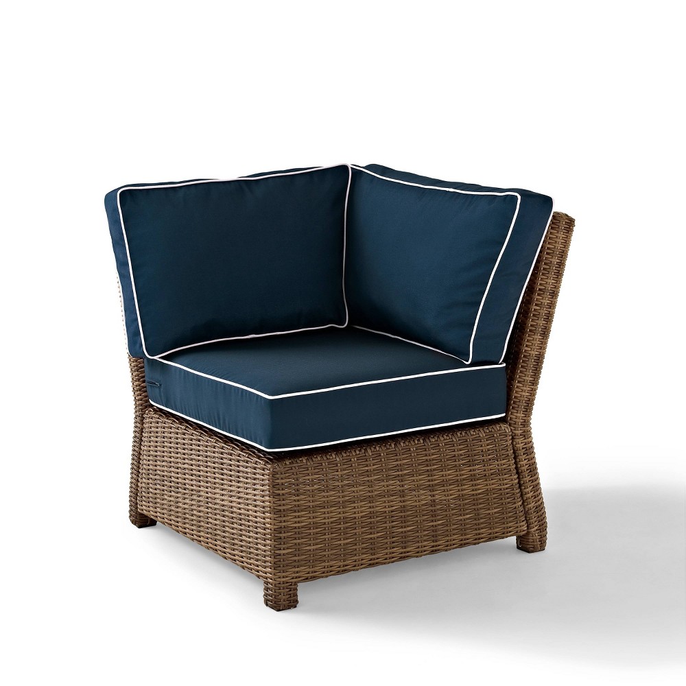Photos - Garden Furniture Crosley Bradenton Outdoor Wicker Sectional Corner Chair - Navy -  Weathered 