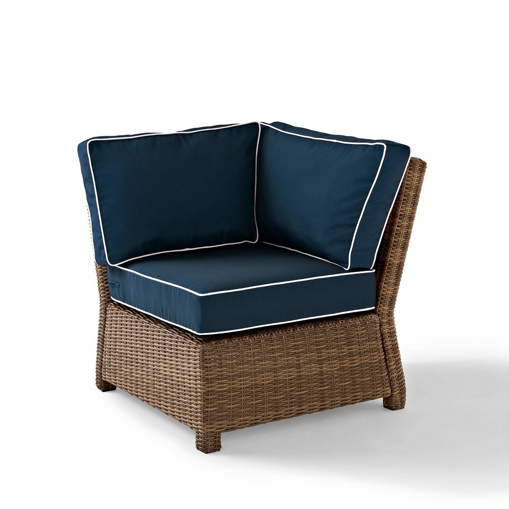 Photos - Garden Furniture Crosley Bradenton Outdoor Wicker Sectional Corner Chair - Navy - : UV & Weather-Resistant, Steel Frame Patio Accent Chair Wea 