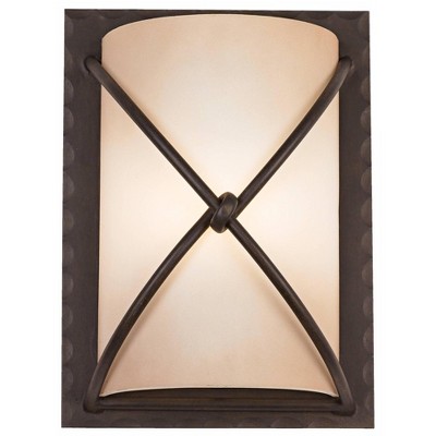 Minka Lavery Rustic Wall Light Sconce Aspen Bronze Hardwired 9 1/4" Fixture "X" Wire Design Scavo Glass Shade for Bedroom Bathroom