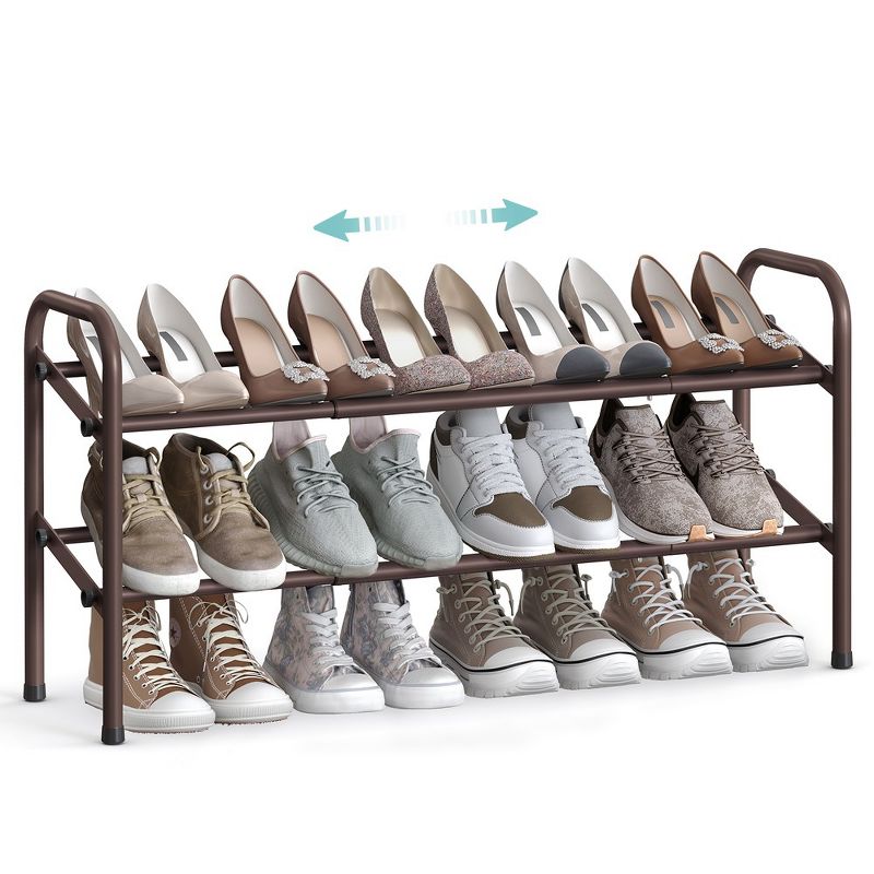 SONGMICS Shoe Rack 12-Tier Tall Metal Shoe Storage Organizer Set of 2 6-Tier Big Stackable Shoes Rack Shelf, 2 of 7