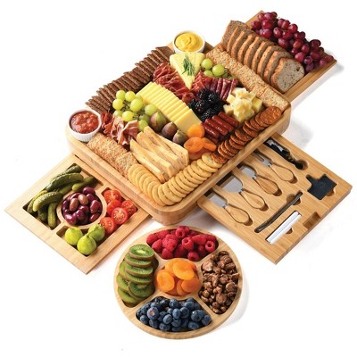 Divided Serving Tray with Lid and Handle, Charcuterie Snack Box