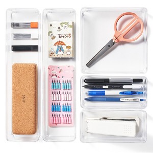 Sorbus Clear Drawer Organizer 5-Piece Set, Multi-Purpose Bins for office supplies, craft materials, and more - 1 of 4