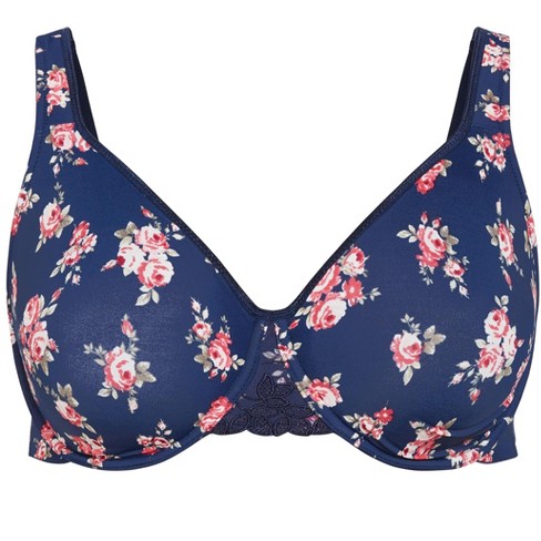 AVENUE | Women's Plus Size Smooth Caress Print Bra - navy floral - 50DD