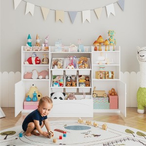 Kids Toy Storage Organizer with 6 Removable Toy Bins, 4-Tier Toy Organizers Kid Bookshelf and Toy Storage for Study Room, Big - 1 of 4