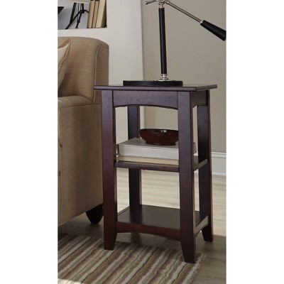 Espresso Shaker Cottage Wood 2 Shelf End Table
