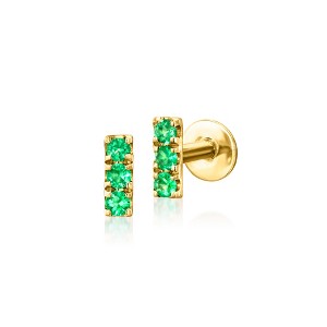 Pure Collection by Ross-Simons Emerald Flat-Back Stud Earrings in 14kt Yellow Gold - 1 of 4