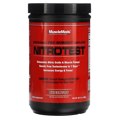 MuscleMeds Nitrotest, Androgenic Pre-Workout Amplifier, Watermelon, 16.51 oz (468 g)