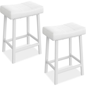 Jojoka Counter Height Bar Stools Set of 2,24 Inch PU Leather Barstools with Metal Legs for Kitchen Island - 1 of 4