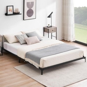 6-Inch Metal Queen Bed Frame, Low Profile Platform Bed, Heavy Duty Mattress Foundation, No Box Spring Needed, Easy Assembly - Matte Black - 1 of 4