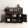 46.5'' Farmhouse Kitchen Island with Drop Leaf, Beaded Drape, 3 Storage Drawers & Wheels for Dining Room or Kitchen - 3 of 4