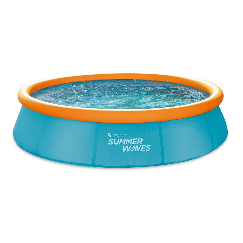 Summer Waves P10012303 12 Foot Wide Quick Set Inflatable Top Ring Kiddie Swimming Pool with Deep Sea Ocean Life Graphics and 3D Goggles, Blue, 1 of 6