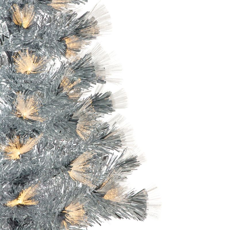 Northlight 3' Pre-Lit Silver Fiber Optic Artificial Christmas Tree, Warm White Lights, 4 of 7