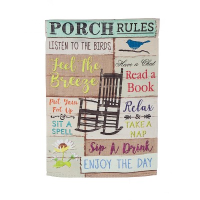 Evergreen Garden Suede Flag, Porch Rules
