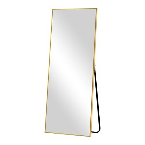Gulches  Full Length Mirror with Stand Rectangular Design Aluminum Alloy Frame Free Standing for Bedroom Living Room 64*25 inch /57*20 inch - 1 of 4