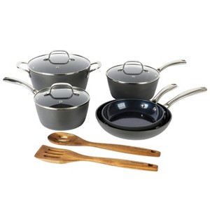Kenmore Elite 10 Piece Aluminum Diamond-Infused Ceramic Nonstick Cookware Set in Blue - 1 of 4