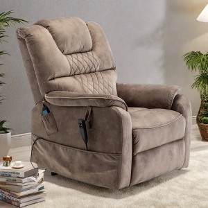 Oversized PU Power Lift Recliner Chair with OKIN Motor, Infinite Position, Lay Flat 180¡ã, and Extra-Wide Seat - 1 of 4