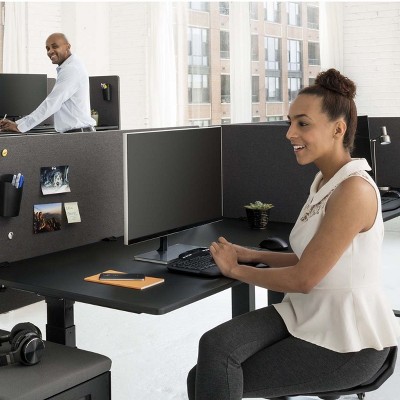 Ash Gray Acoustic Desk Divider with Clamp-on Design