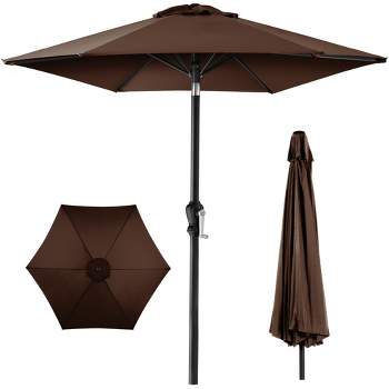 Best Choice Products 10ft Outdoor Steel Market Patio Umbrella w/ Crank, Tilt Push Button, 6 Ribs