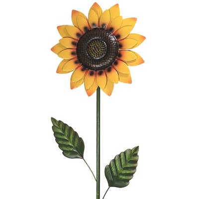 Fall 57.5" Sunflower With Brown Center Stake Yard Decor  -  Decorative Garden Stakes