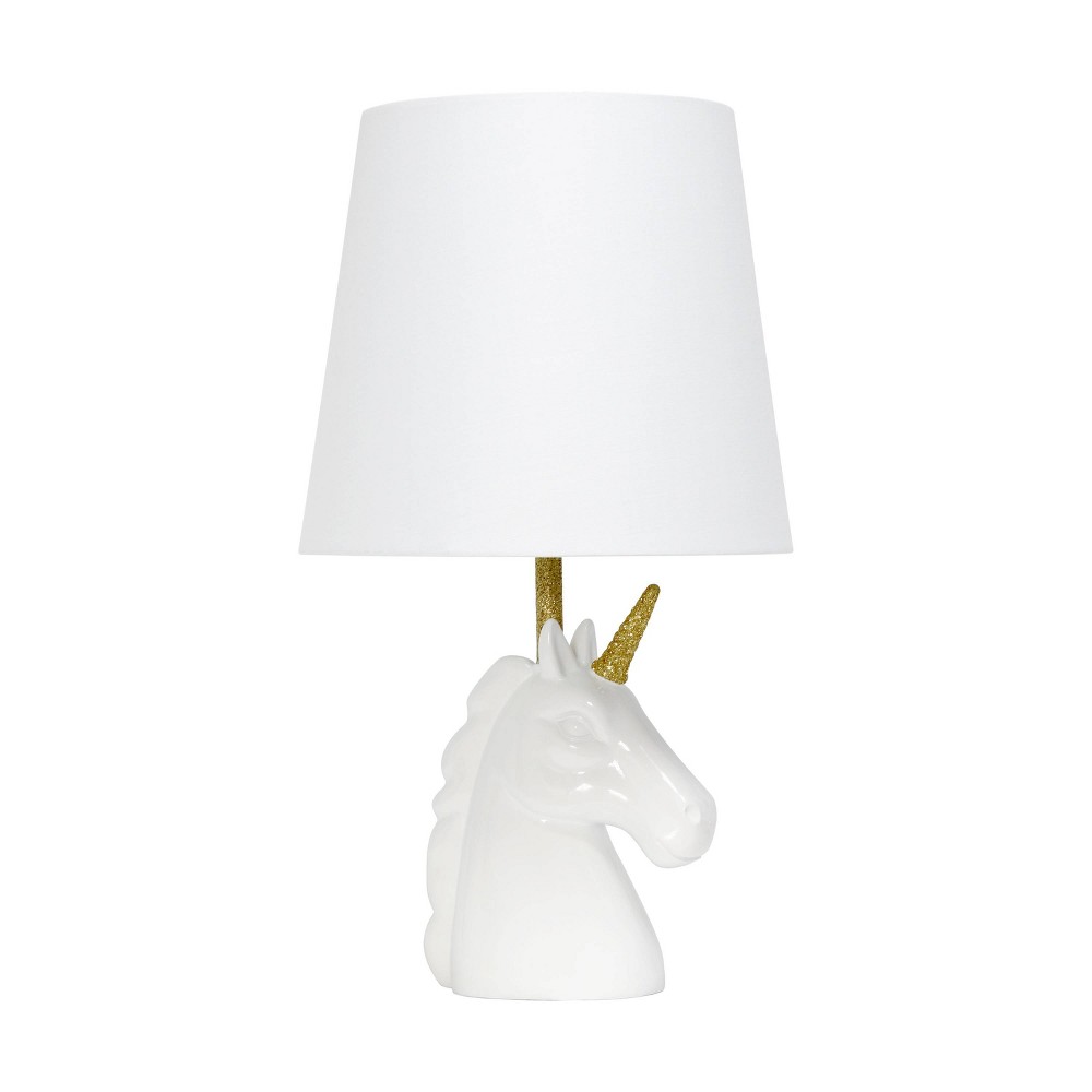Photos - Floodlight / Street Light Sparkling Unicorn Table Lamp Gold/White - Simple Designs