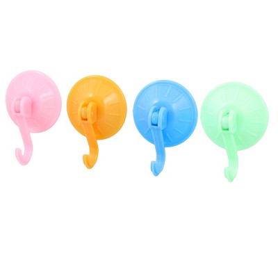 Unique Bargains Bathroom Plastic Shell Suction Cup Wall Hook Assorted Color 4 Pcs