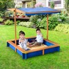 Teamson Kids Outdoor 46" x 46" Spruce Sand Box with Adjustable Canopy, Blue/Wood - 2 of 4