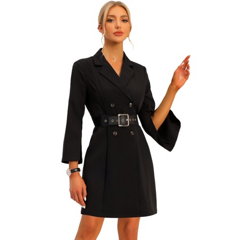 for Women Dress Plus Houndstooth Notched Neck Split Back Belted