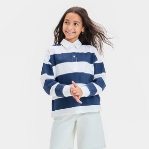 Girls' Long Sleeve Rugby Stripe Shirt - art class™ - 1 of 3