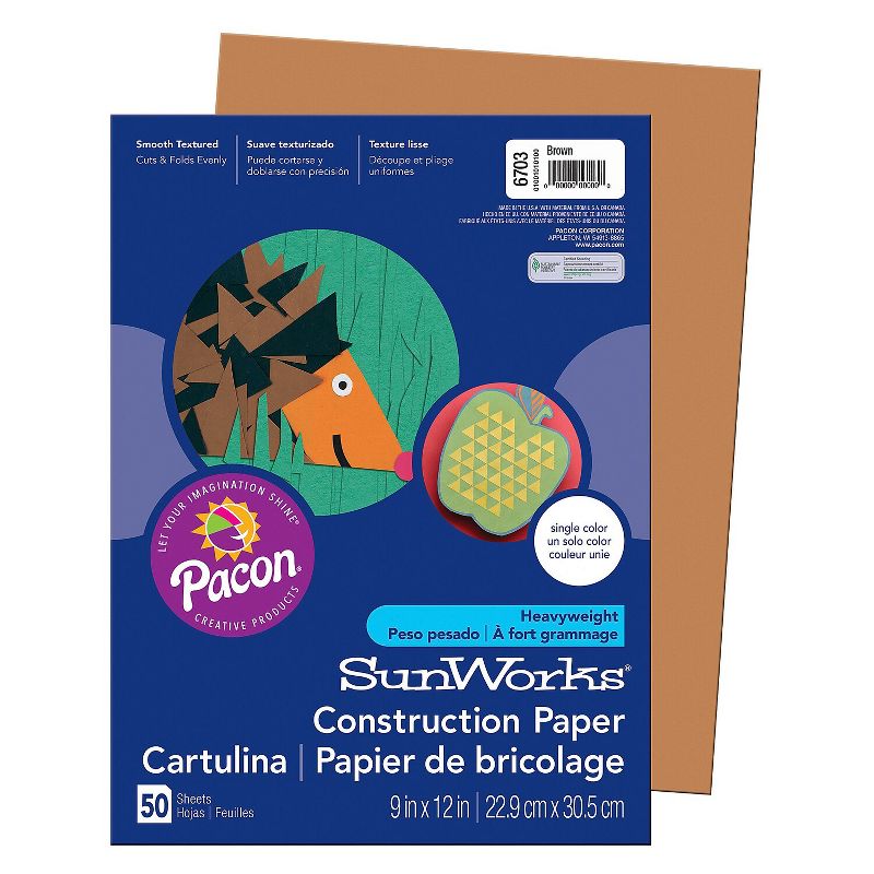 Pacon SunWorks 9" x 12" Construction Paper Brown 50 Sheets/Pack 10 Packs (PAC6703-10), 2 of 3
