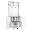 YOOCOZZ 4-in-1 Hall Tree with Barn Doors and 6 Brake Wheels,Movable Bench with 7 Hanging Hooks and Shoe Storage Cabinet for Entryway - 3 of 4