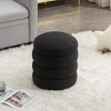 CAVINAS 16.93" Round Ottoman, Modern Ottoman Footstool with Foam Filled and Wooden Frame, Velvet Entryway Bench for Living Room, Bedroom - 2 of 4