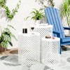 VisioGear Patio End Tables, 3-pcs Patio End Tables, Indoor Outdoor Nesting End Carved Trellis Design Side Table, White, 12.5"*12.5"*16.5" - 3 of 4