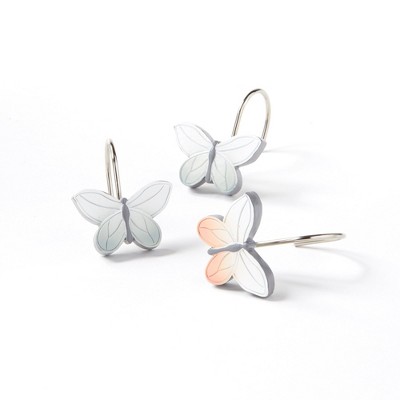 Saturday Knight Ltd New Hope Butterfly Bath Shower Curtain Hooks - 2.67x3.72x6.98 Multicolor