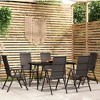 vidaXL Garden Dining Set Black Powder-coated steel, glass, PE Rattan - 55.1" table length 6 - 2 of 4