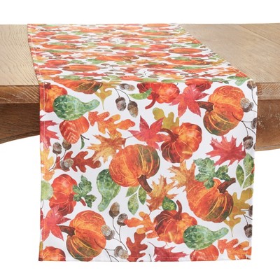 Saro Lifestyle Long Table Runner With Pumpkin Foliage Design