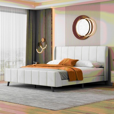 Queen/Full/Twin Size Upholstered Wood Platform Bed-ModernLuxe
