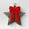 30ct Battery Operated Hanging Twisted Faux Rattan Star with Red Velvet Bow - Warm White Lights - Wondershop™ - 3 of 4