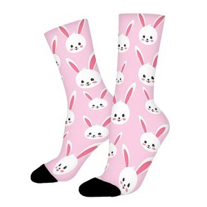 Animal Print Cute Rabbits Women Printed Crew Socks Funny Funky Socks Soft Polyester Novelty Gifts for Artists Men - 1 of 1