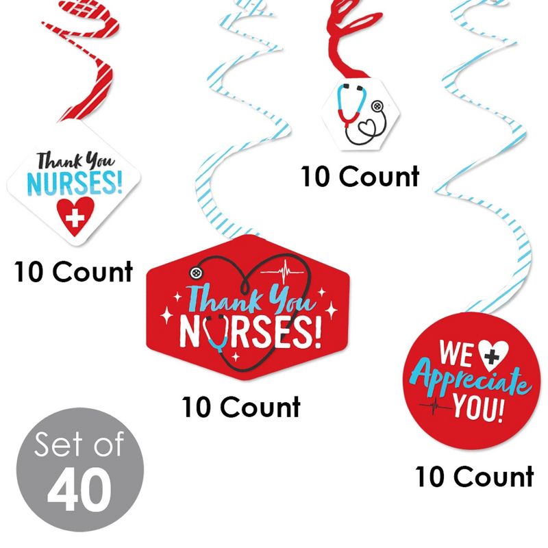 Big Dot of Happiness Thank You Nurses - Nurse Appreciation Week Hanging Decor - Party Decoration Swirls - Set of 40, 5 of 9