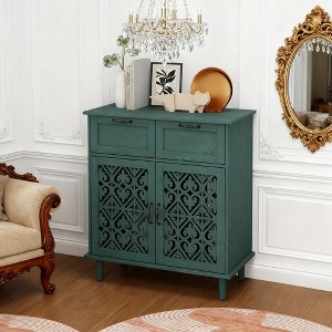 BAOURE American Style 2-Door, 2-Drawer Storage Cabinet, Dark Green Multi-Functional Furniture for Bedroom, Living Room - 1 of 4