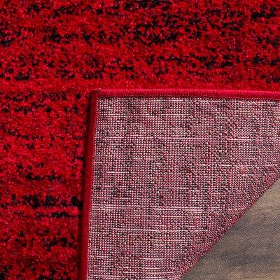 Red and Black Striped Synthetic 6' x 9' Area Rug
