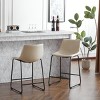 Armless Industrial Counter Stool Set of 2 with Metal Legs and Footrest,Upholstered Bar Stool with Bucket Seats-Cuddlewood - 3 of 4