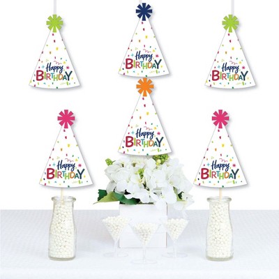 Big Dot of Happiness Cheerful Happy Birthday - Party Hat Decorations DIY Colorful Birthday Party Essentials - Set of 20