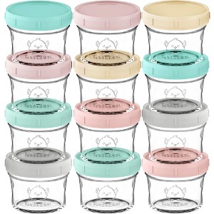 12pk Prep Baby Food Storage Containers, 4 oz Leak-Proof, BPA Free Glass Baby Food Jars for Feeding - 1 of 4